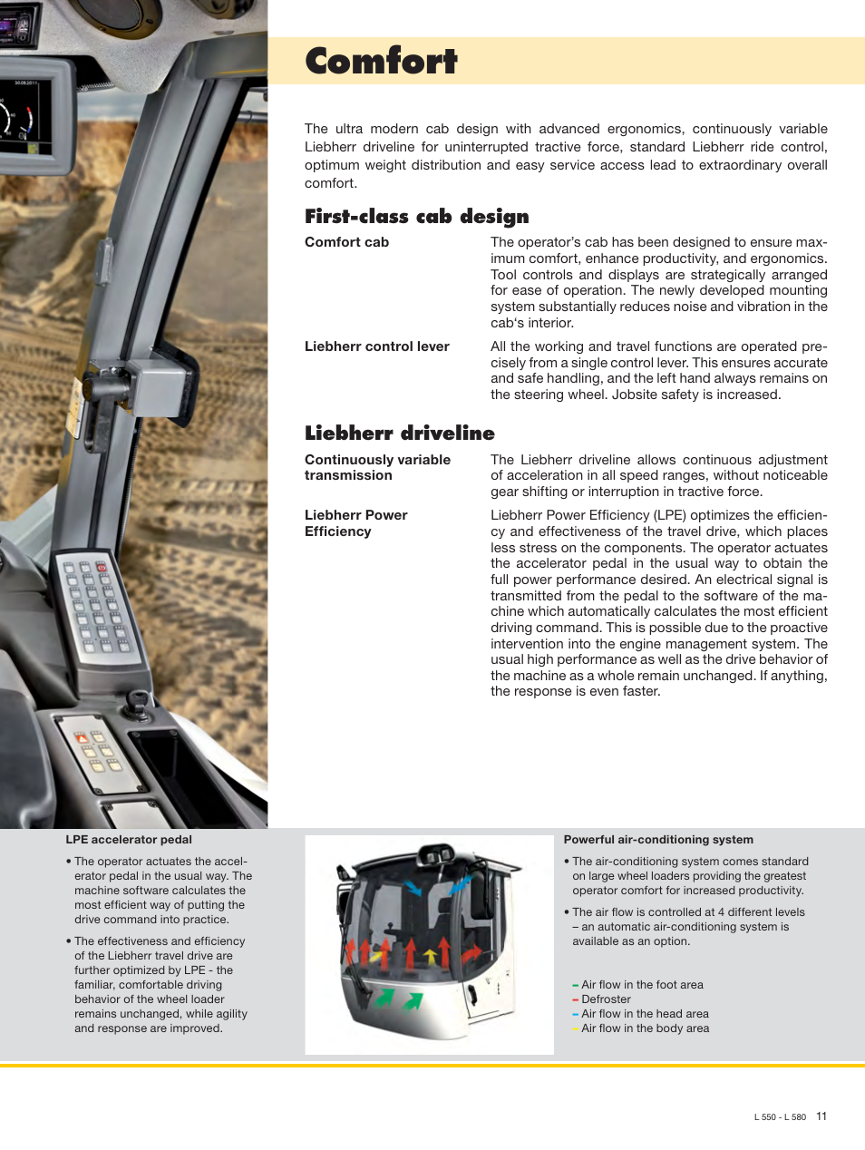 Comfort, First-class cab design, Liebherr driveline | Liebherr L 566 User Manual | Page 11 / 28