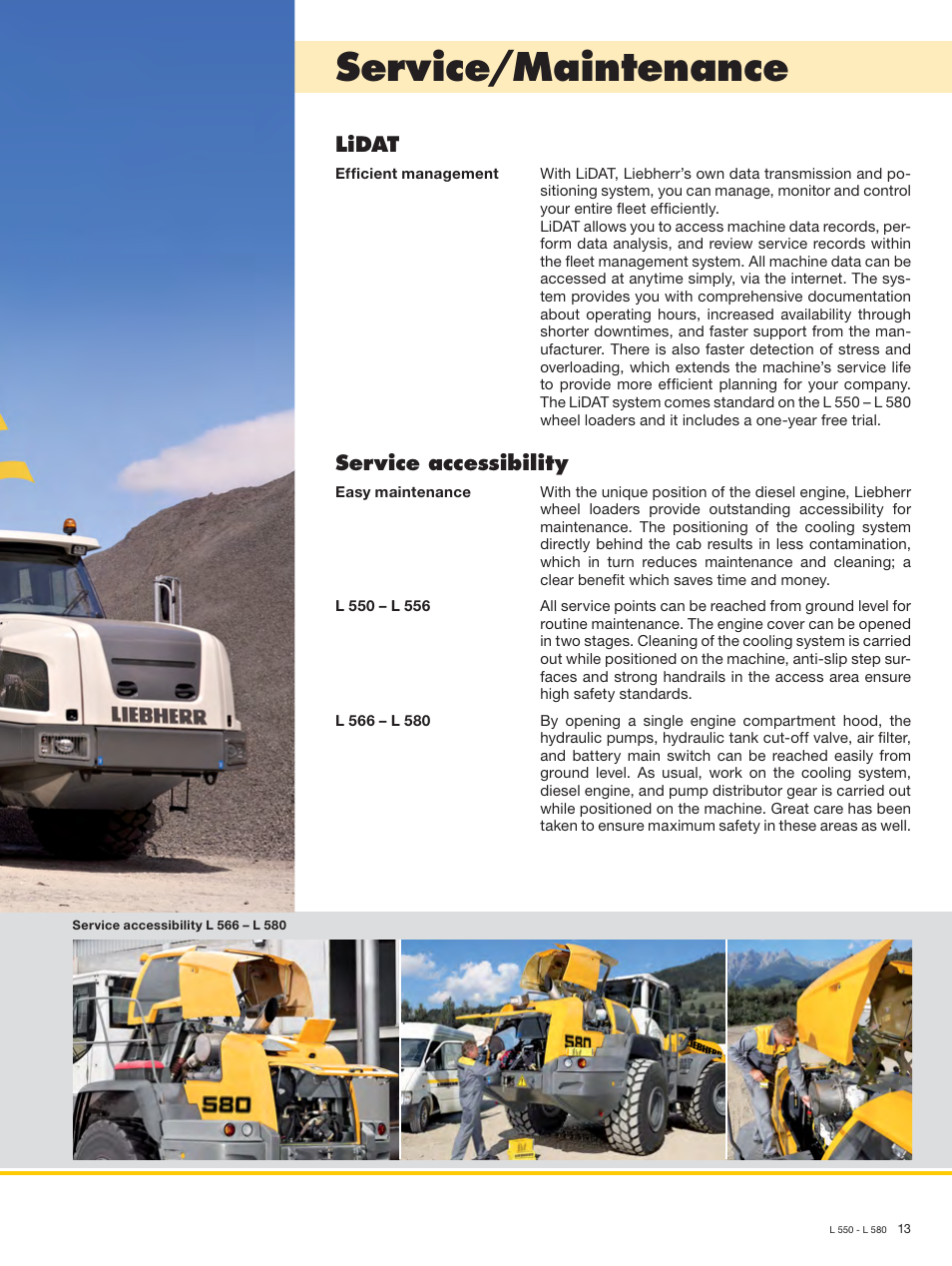 Service/maintenance, Lidat, Service accessibility | Liebherr L 566 User Manual | Page 13 / 28