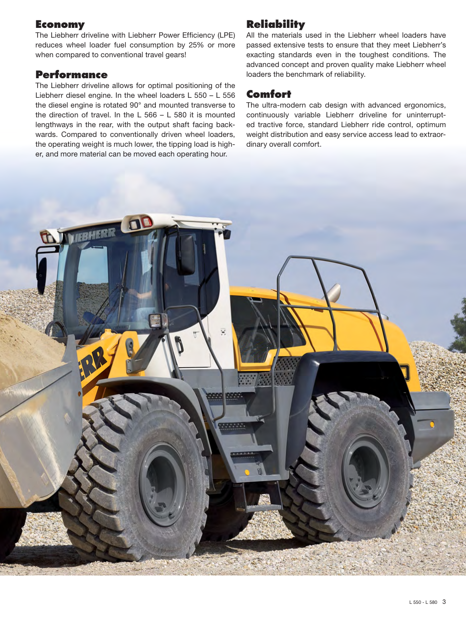 Economy, Performance, Reliability | Comfort | Liebherr L 566 User Manual | Page 3 / 28