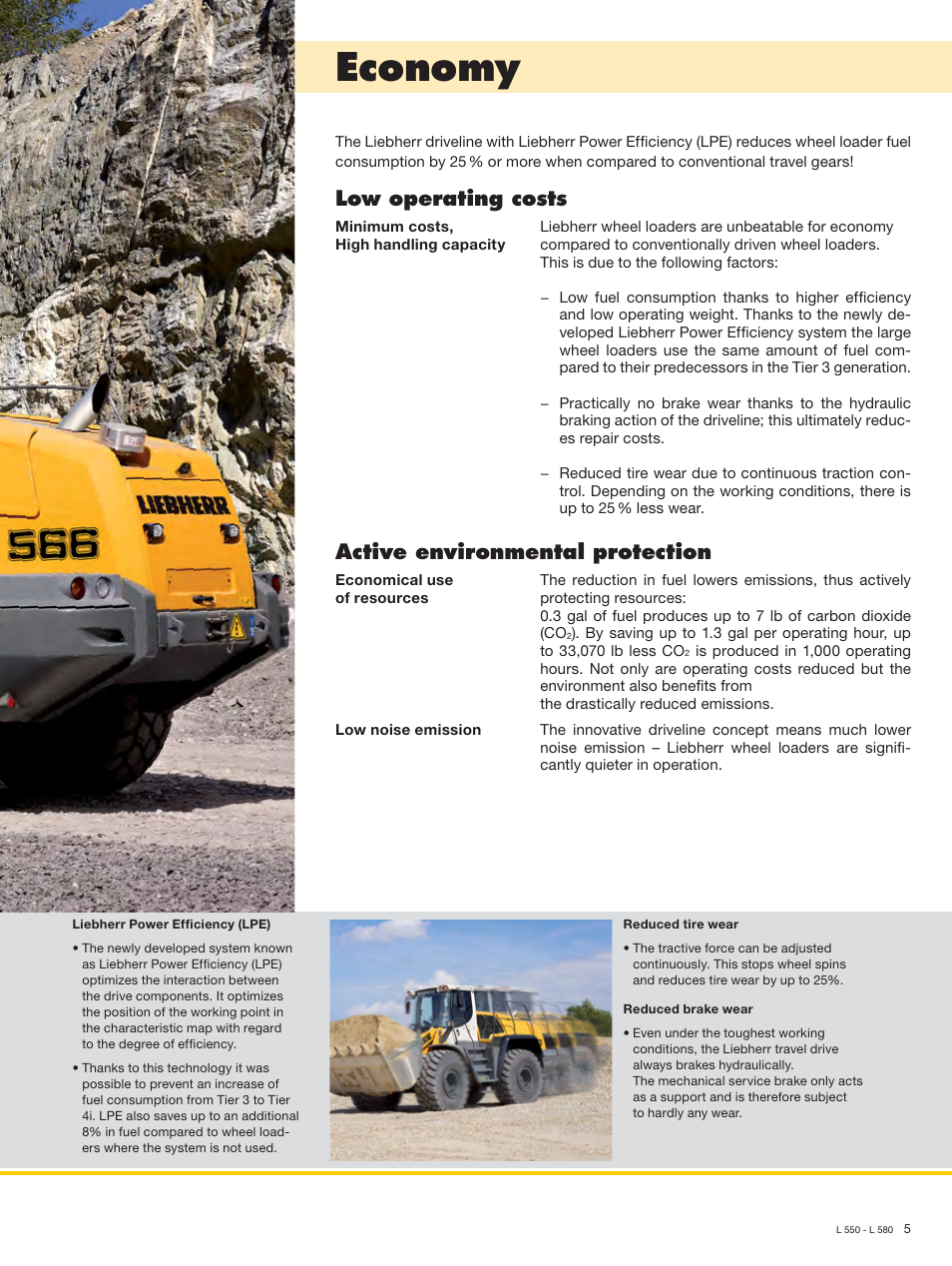 Economy, Low operating costs, Active environmental protection | Liebherr L 566 User Manual | Page 5 / 28