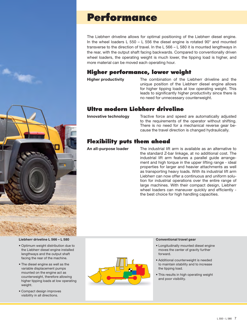 Performance, Higher performance, lower weight, Ultra modern liebherr driveline | Flexibility puts them ahead | Liebherr L 566 User Manual | Page 7 / 28