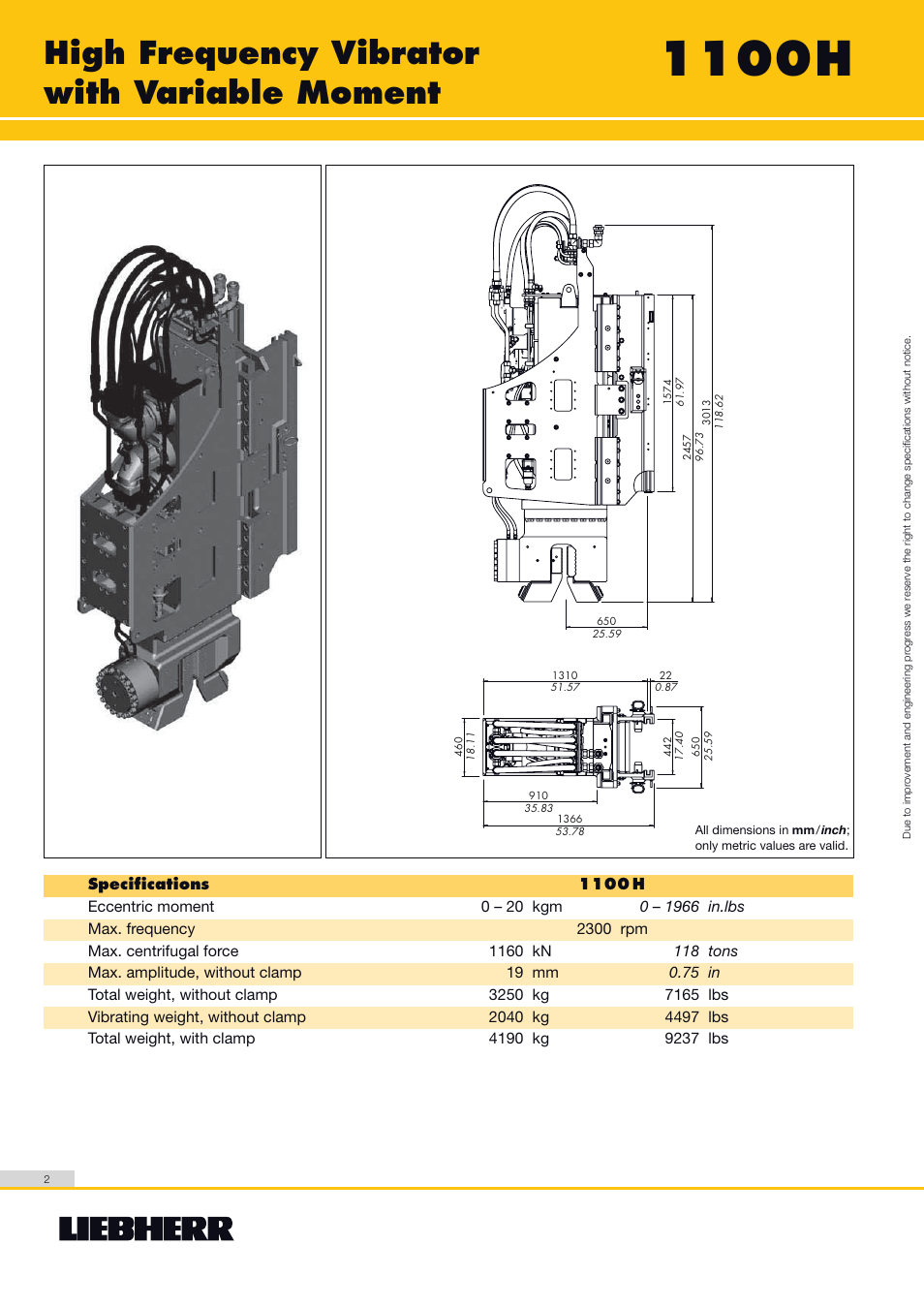 1100h, High frequency vibrator with variable moment | Liebherr LRB 255 User Manual | Page 2 / 12