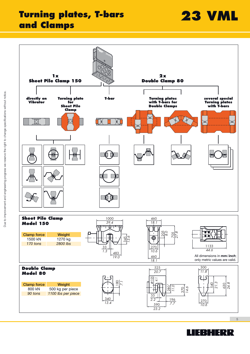 23 vml, Turning plates, t-bars and clamps | Liebherr LRB 255 User Manual | Page 5 / 12