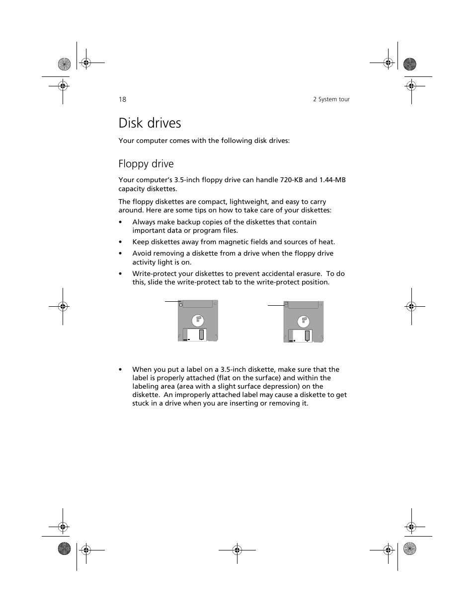 Disk drives, Floppy drive | Acer Aspire 3300S User Manual | Page 26 / 61