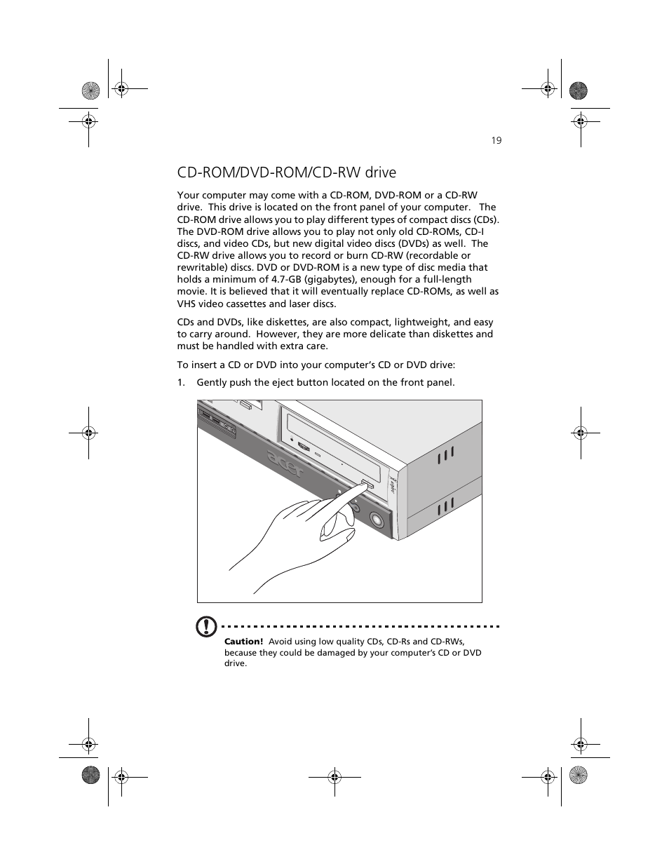 Cd-rom/dvd-rom/cd-rw drive | Acer Aspire 3300S User Manual | Page 27 / 61