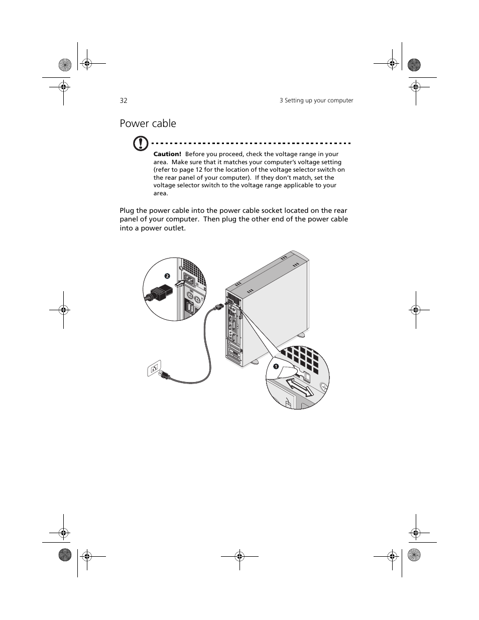 Power cable | Acer Aspire 3300S User Manual | Page 40 / 61