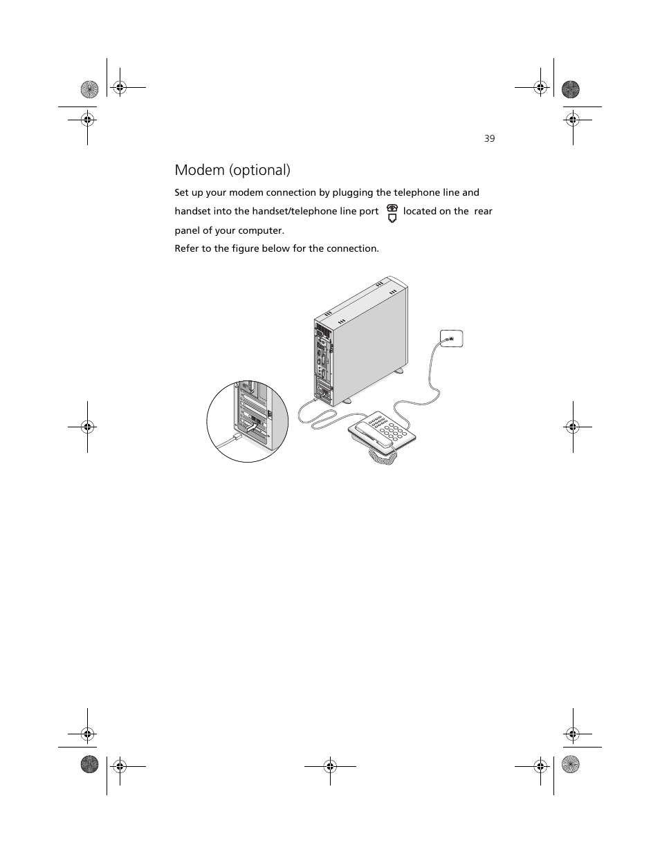 Modem (optional) | Acer Aspire 3300S User Manual | Page 47 / 61