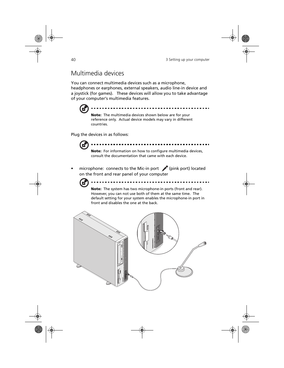 Multimedia devices | Acer Aspire 3300S User Manual | Page 48 / 61