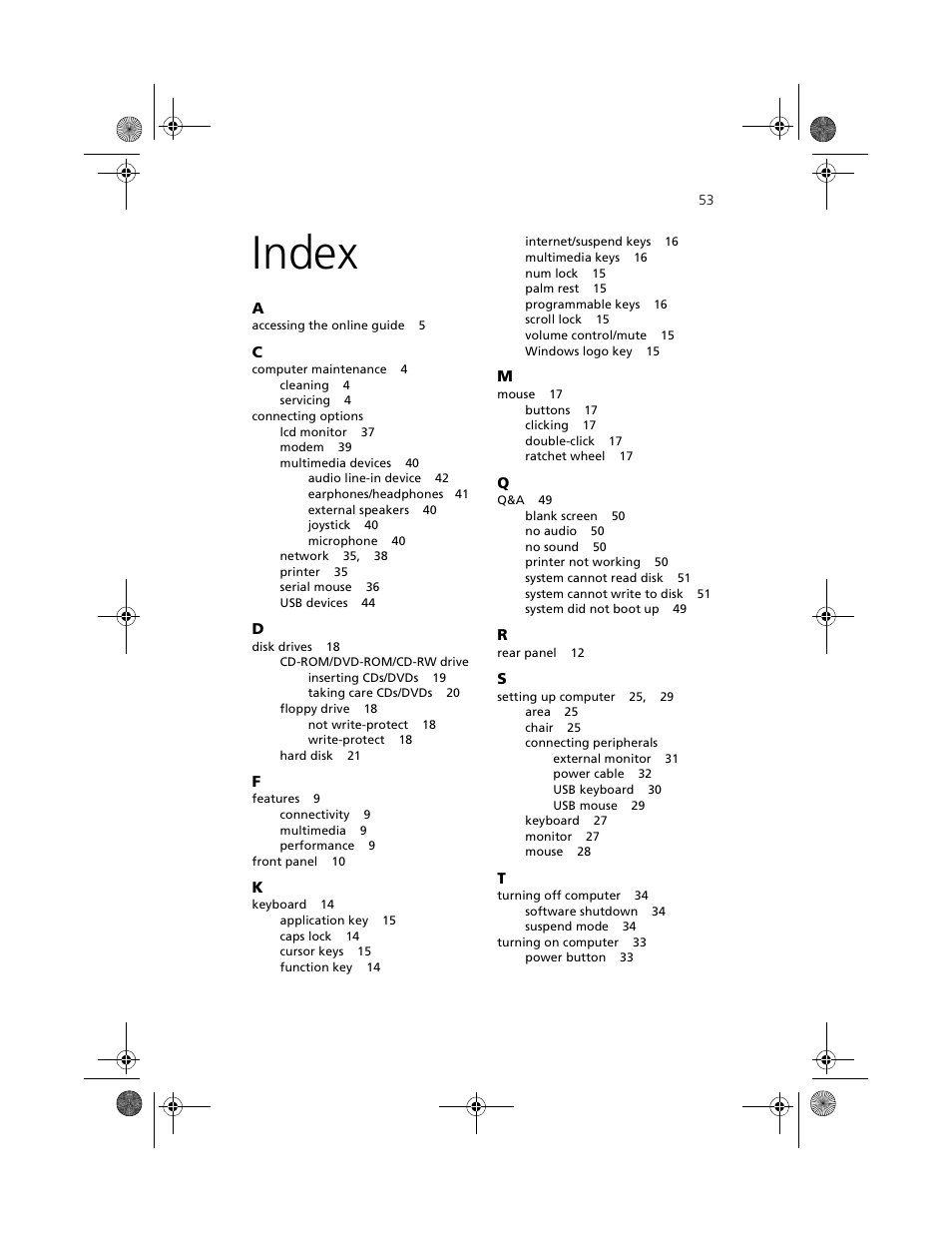 Index | Acer Aspire 3300S User Manual | Page 61 / 61