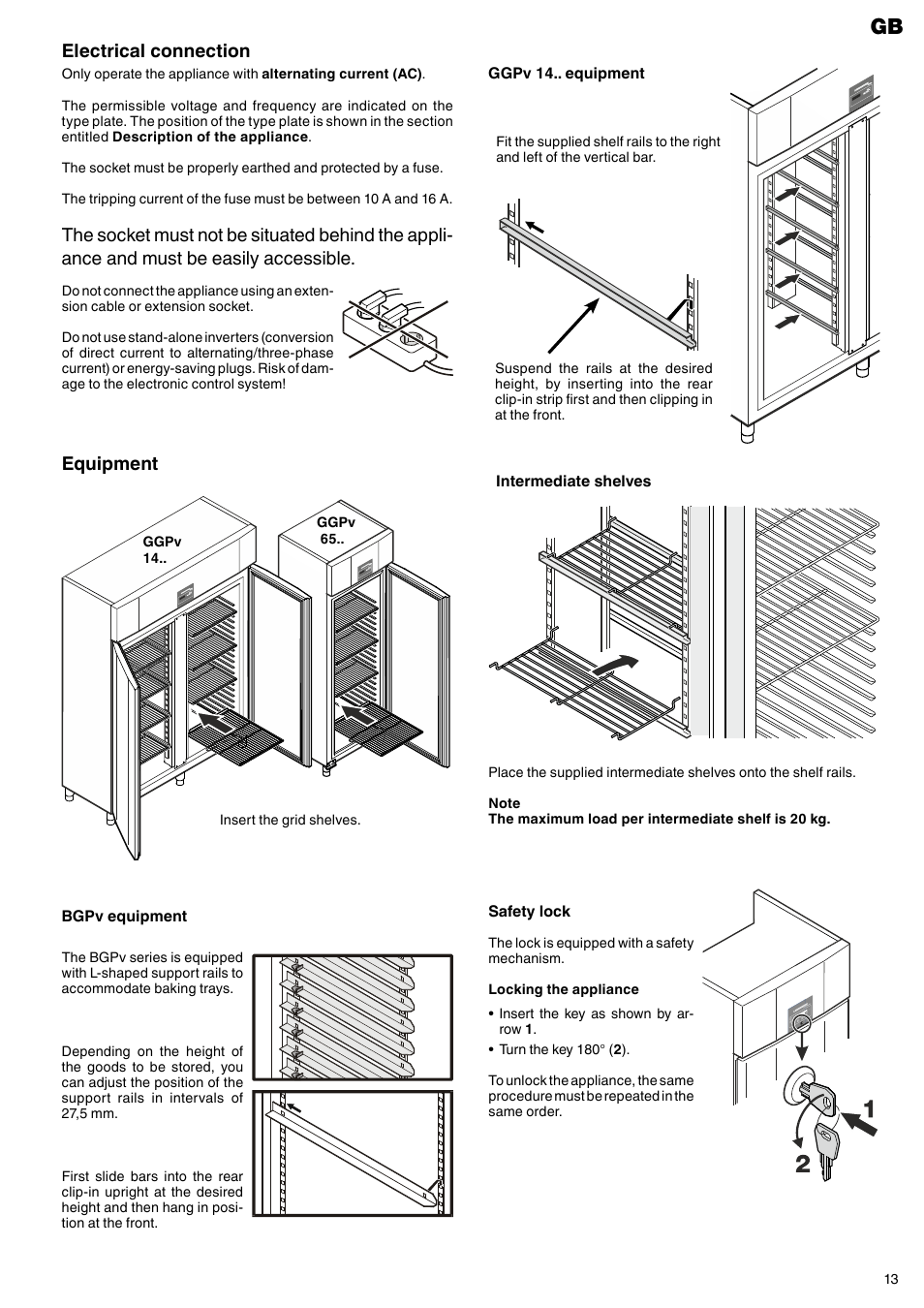 Electrical connection, Equipment | Liebherr GGPv 6570 ProfiLine User Manual | Page 5 / 9
