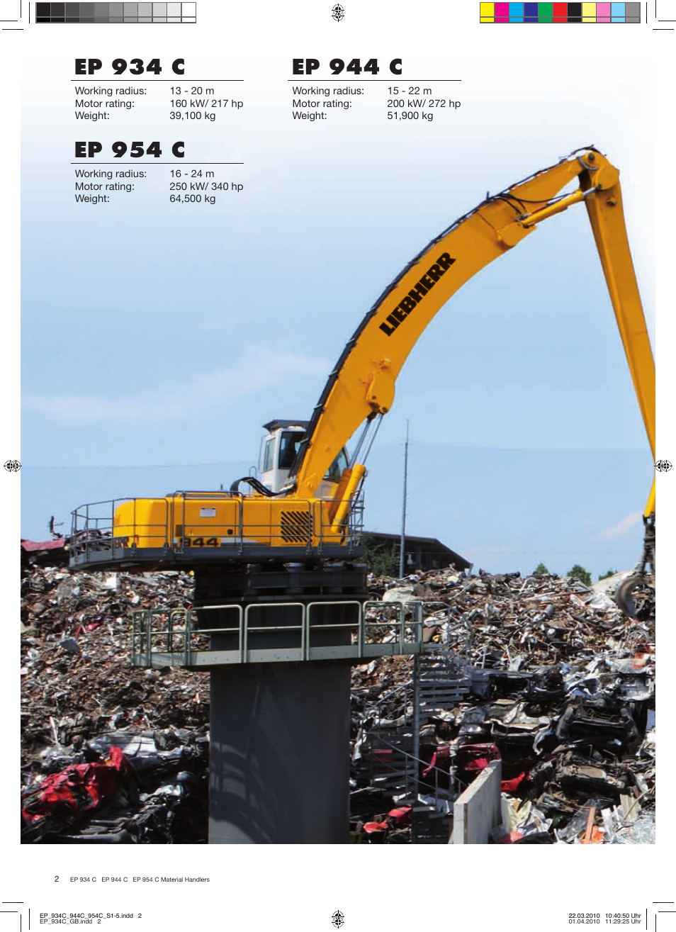 Ep 944 c | Liebherr EP 944 C Stationary Material Handler User Manual | Page 2 / 32