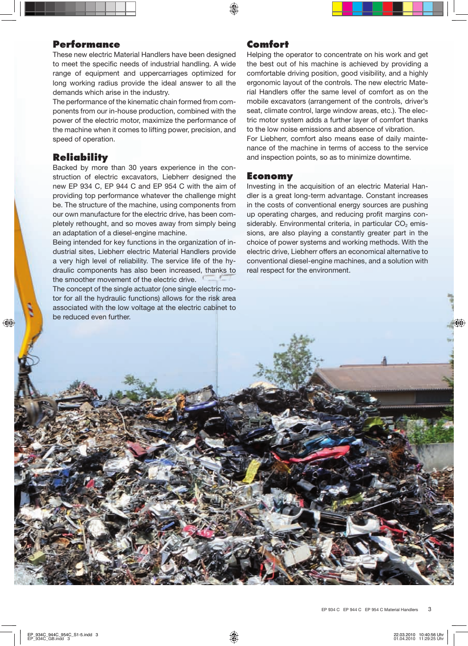 Performance, Reliability, Comfort | Economy | Liebherr EP 944 C Stationary Material Handler User Manual | Page 3 / 32