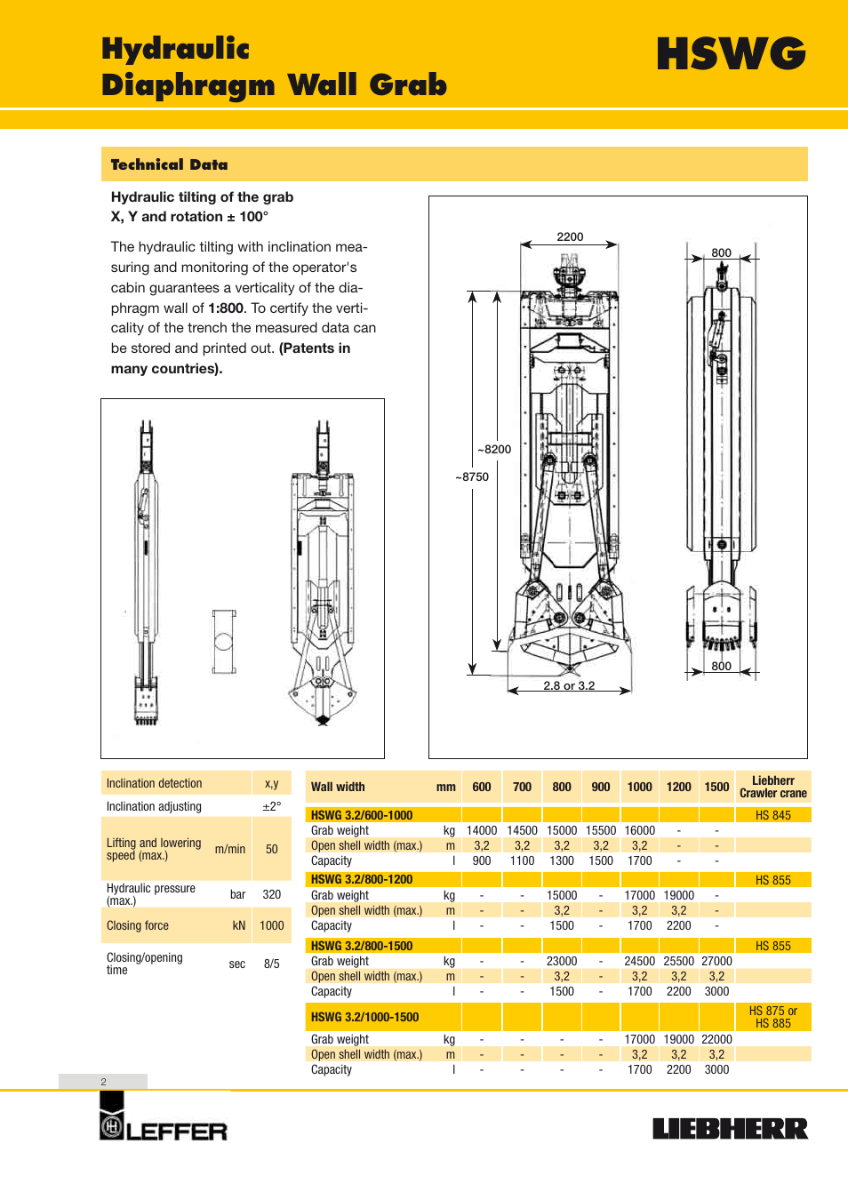 Hswg, Hydraulic diaphragm wall grab | Liebherr HS 8100 HD Litronic User Manual | Page 2 / 20