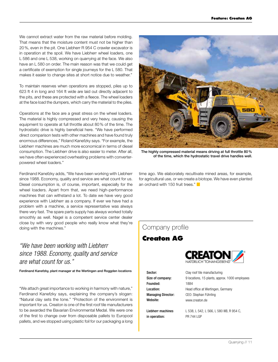 Company profile creaton ag | Liebherr L 556 User Manual | Page 11 / 48