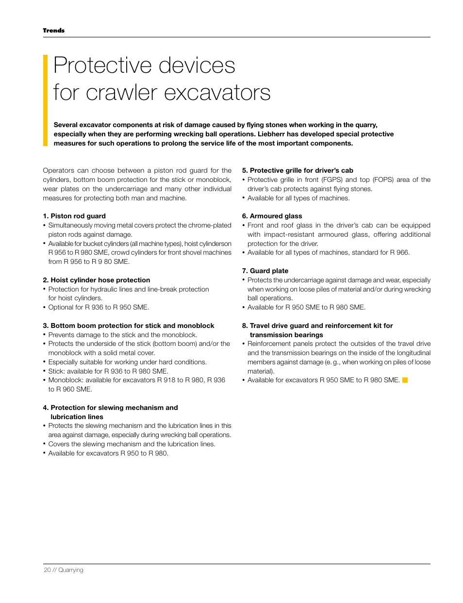 Protective devices for crawler excavators | Liebherr L 556 User Manual | Page 20 / 48