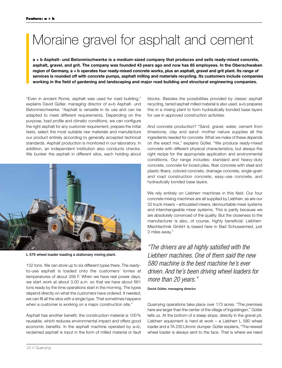 Moraine gravel for asphalt and cement | Liebherr L 556 User Manual | Page 22 / 48