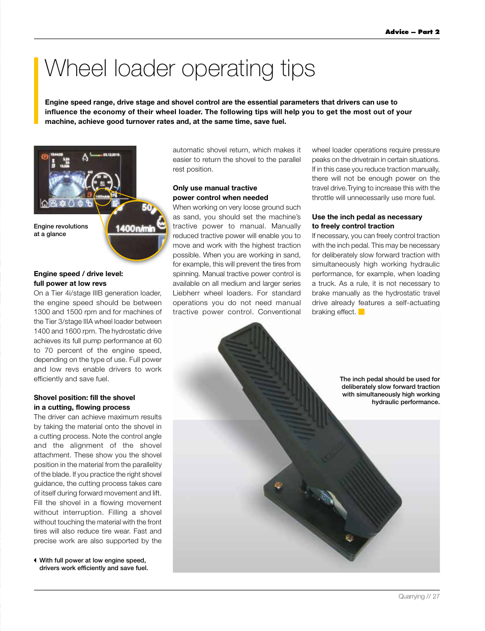 Wheel loader operating tips | Liebherr L 556 User Manual | Page 27 / 48