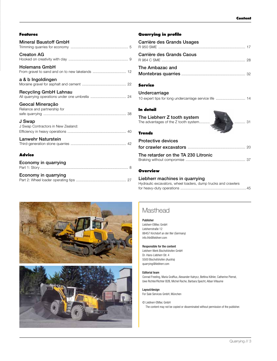 Masthead | Liebherr L 556 User Manual | Page 3 / 48