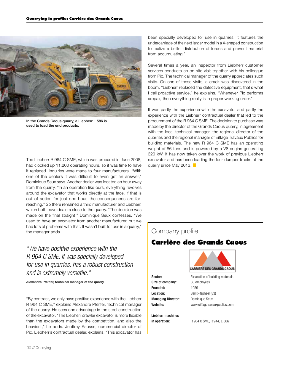 Company profile carrière des grands caous | Liebherr L 556 User Manual | Page 30 / 48