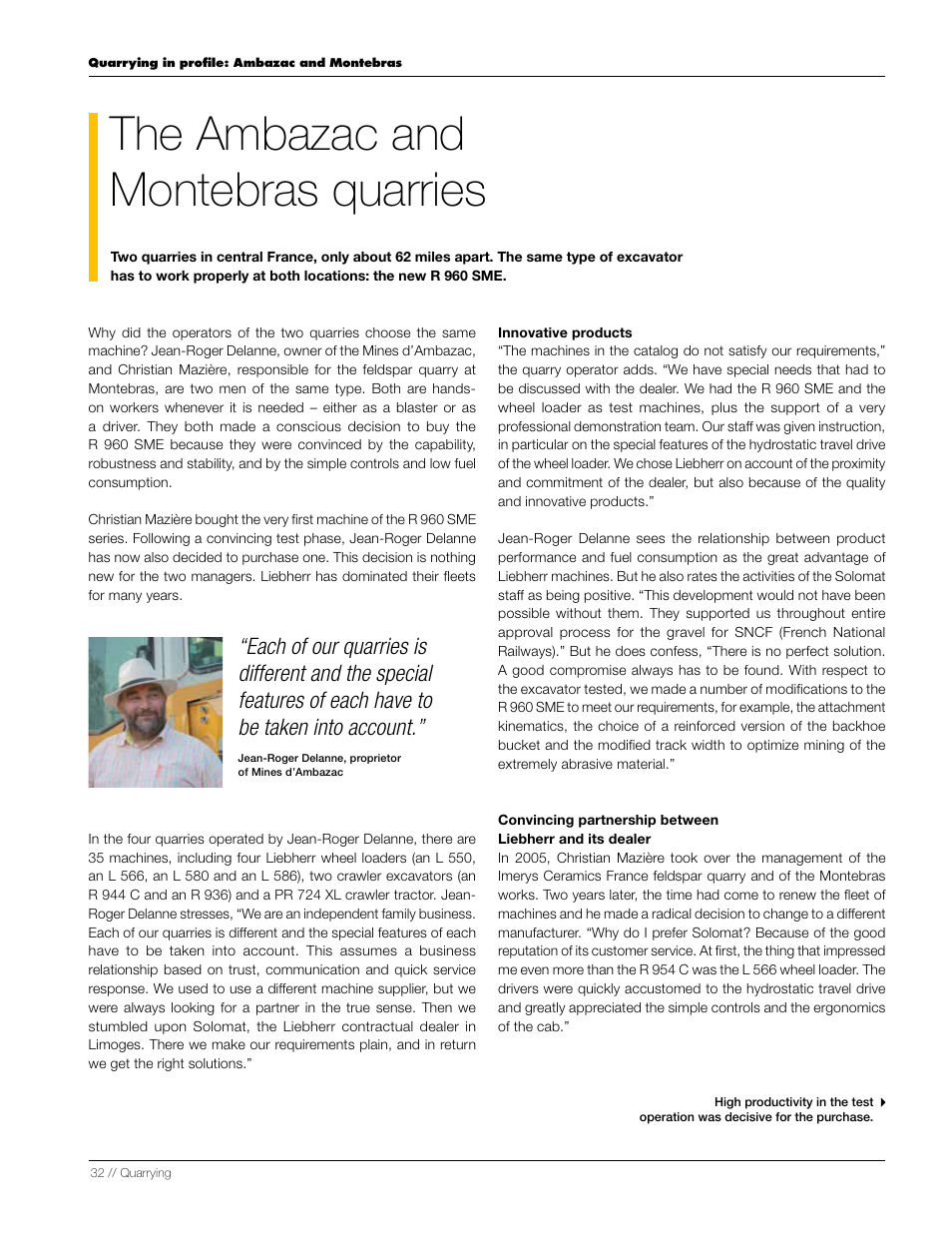 The ambazac and montebras quarries | Liebherr L 556 User Manual | Page 32 / 48