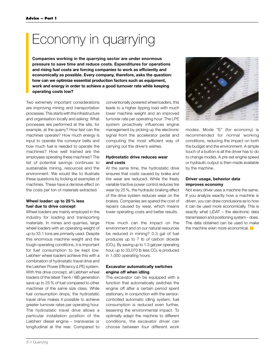 Economy in quarrying | Liebherr L 556 User Manual | Page 8 / 48