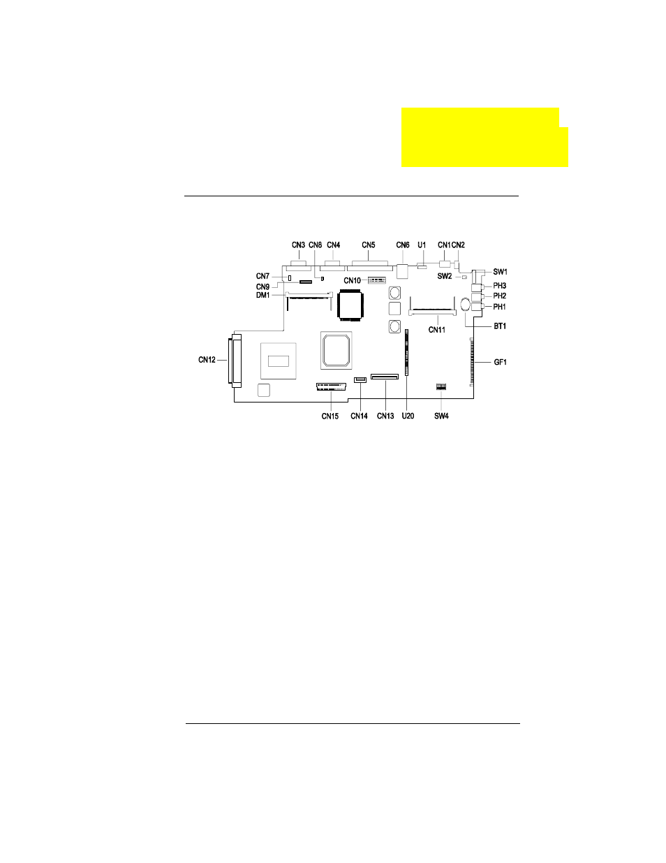 Chapter 5 jumper and connector information, Chapter 5, Jumper and connector information | Top view | Acer 330 User Manual | Page 101 / 124