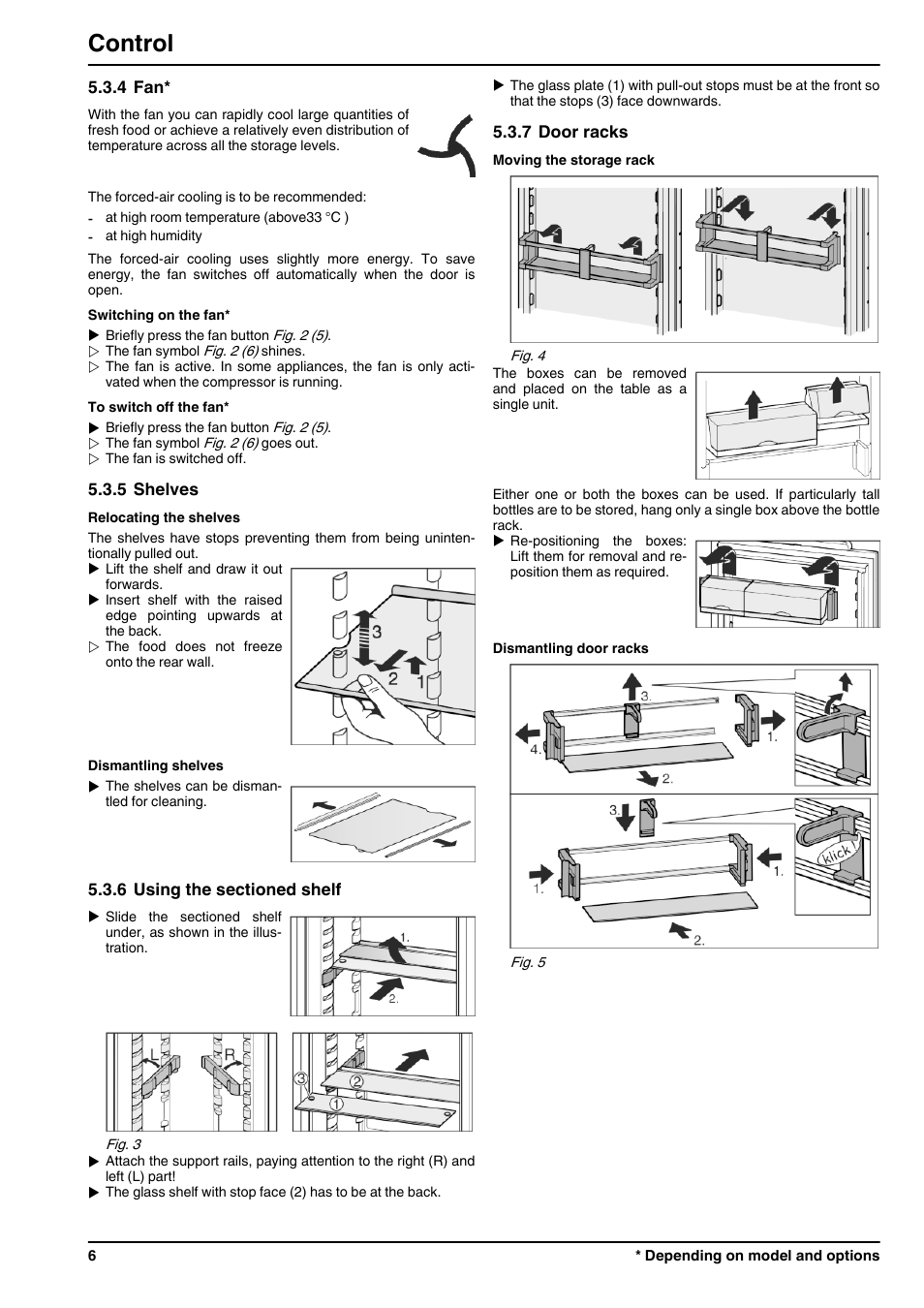4fan, 5shelves, 6using the sectioned shelf | 7door racks, Control | Liebherr IK 2750 Premium User Manual | Page 6 / 10