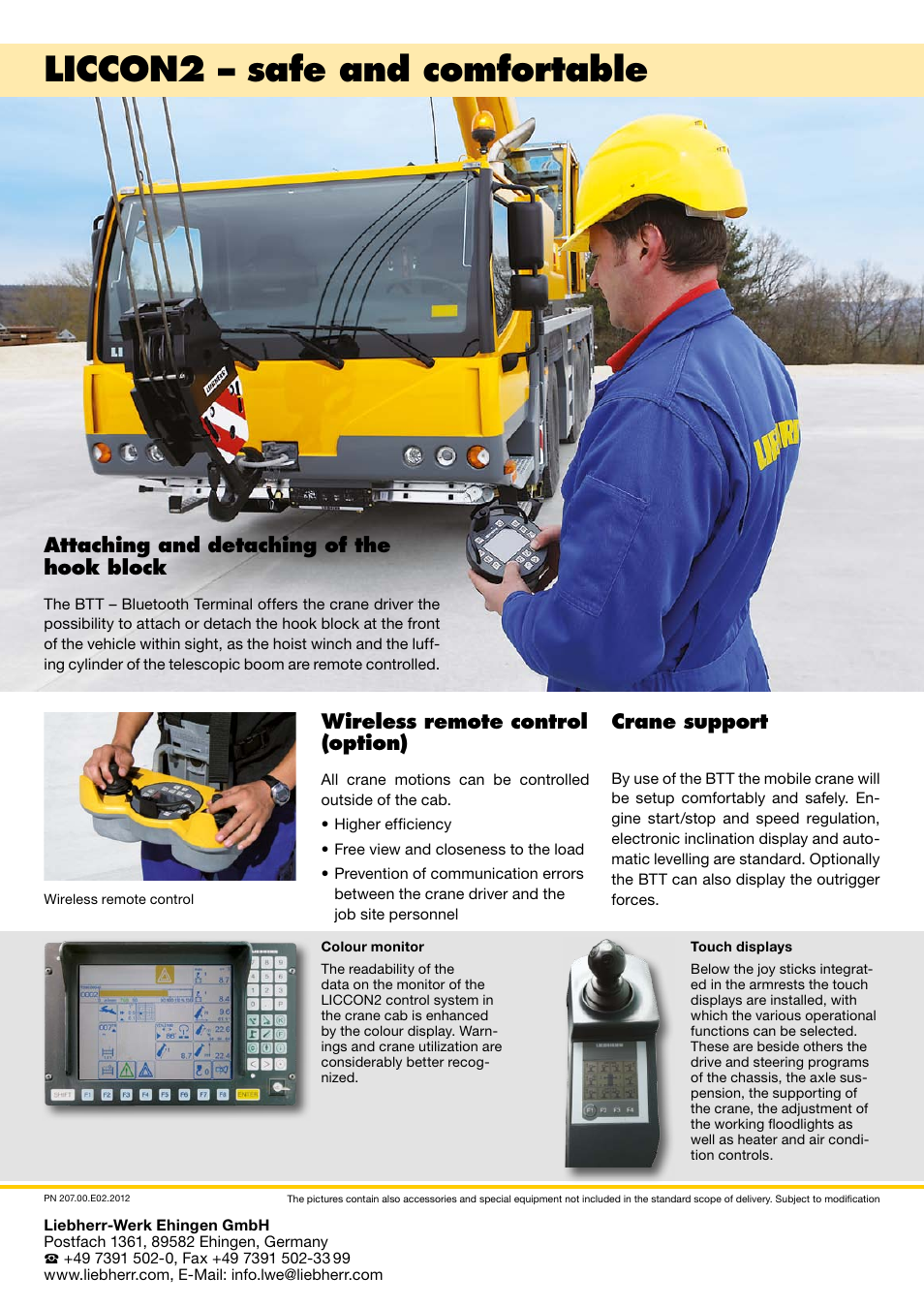 Liccon2 – safe and comfortable, Wireless remote control (option), Attaching and detaching of the hook block | Crane support | Liebherr LTM 1090-4.1 User Manual | Page 18 / 18
