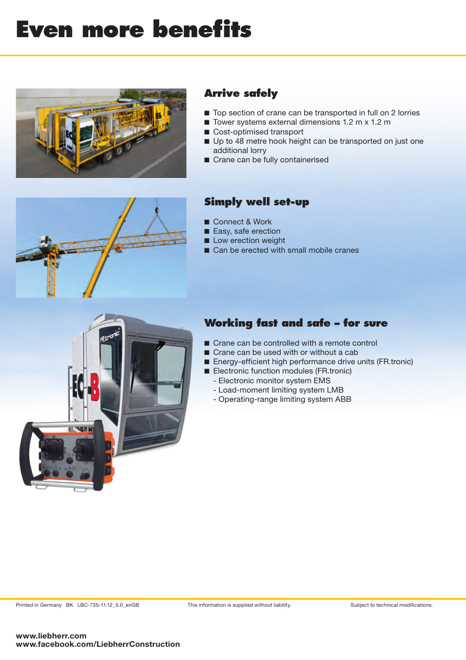 Even more benefits, 85 ec-b 5 flat-top crane, The city crane | Extra narrow 85 lc tower system, City cruciform base | Liebherr 85 EC-B 5 User Manual | Page 4 / 4
