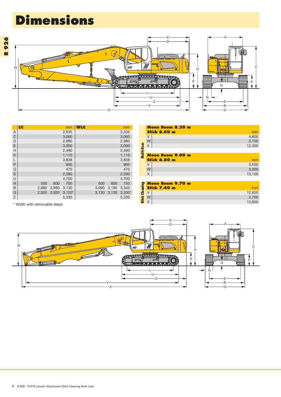 Dimensions, R9 2 6 | Liebherr R 936 User Manual | Page 4 / 24