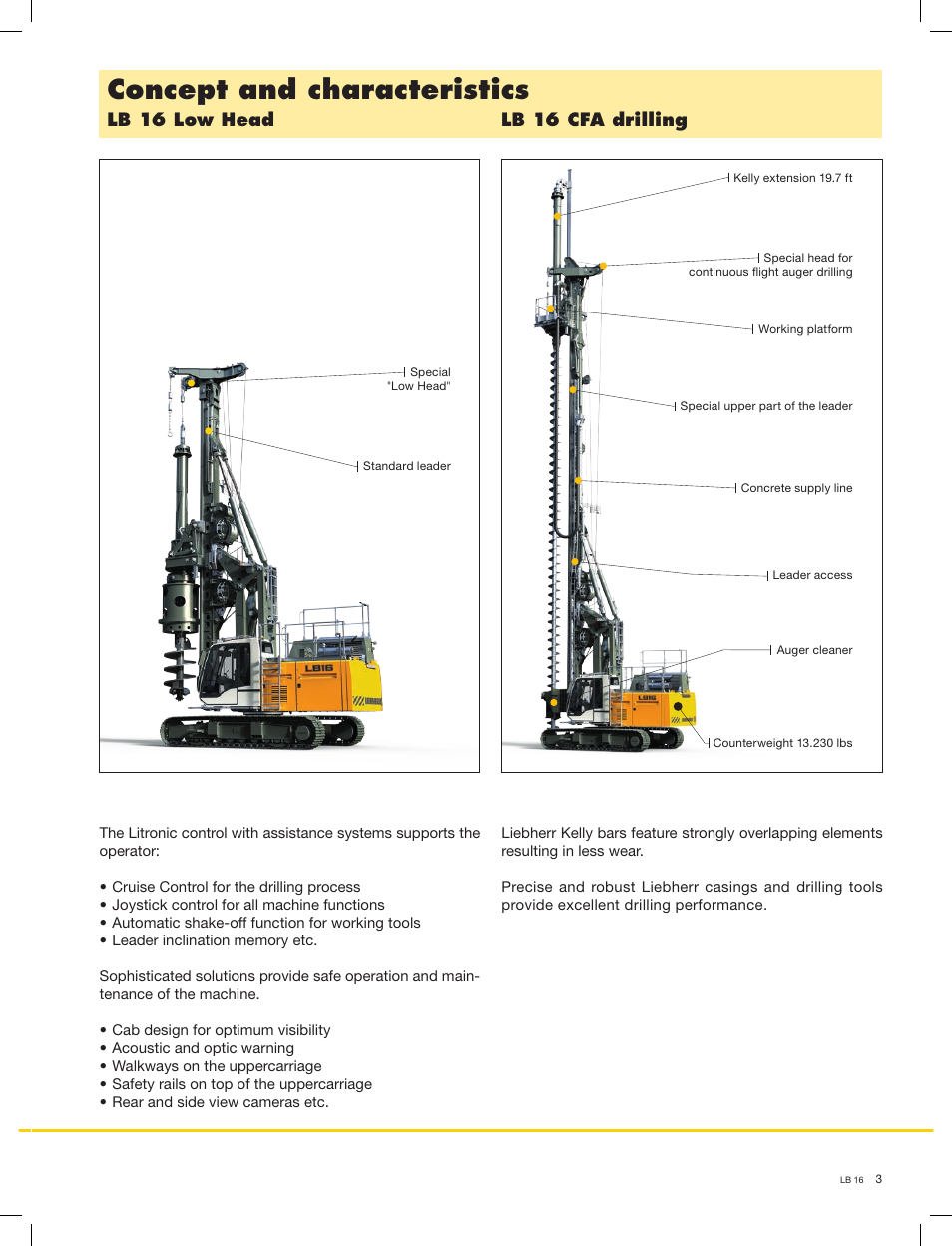 Concept and characteristics, Lb 16 low head lb 16 cfa drilling | Liebherr LB 16 User Manual | Page 3 / 16