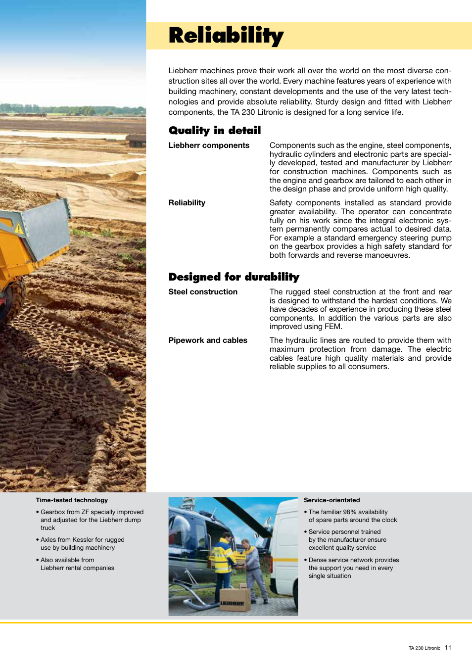 Reliability, Quality in detail, Designed for durability | Liebherr TA 230 Litronic User Manual | Page 11 / 16