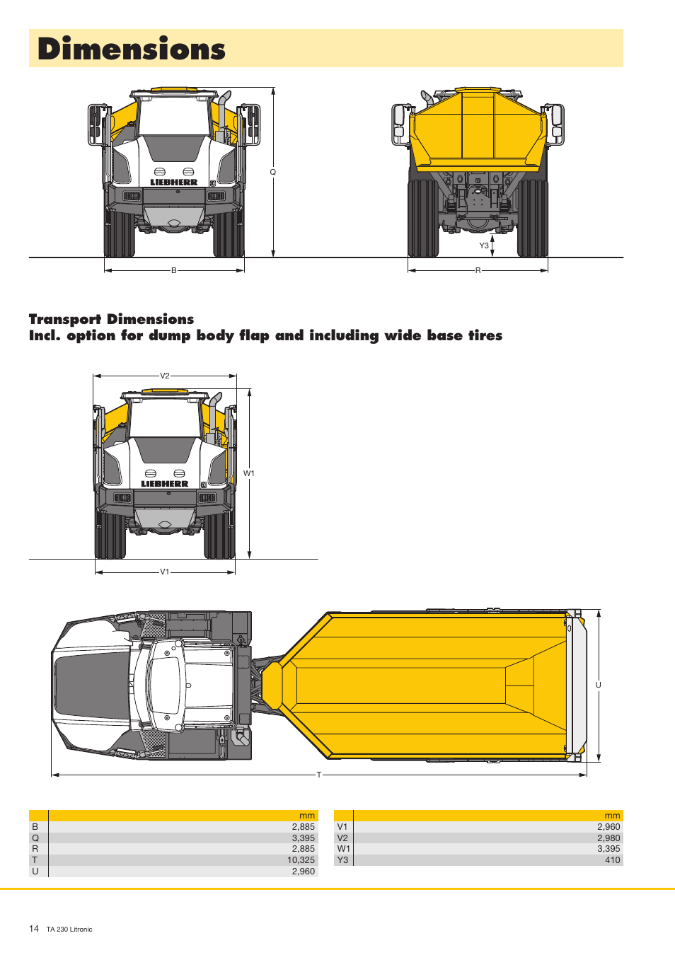 Dimensions | Liebherr TA 230 Litronic User Manual | Page 14 / 16