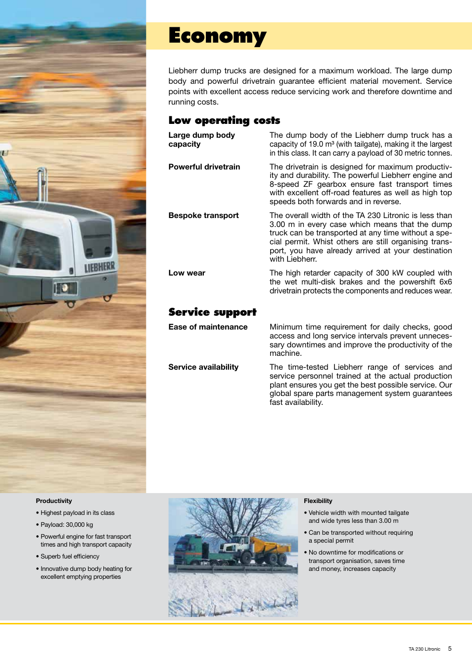 Economy, Low operating costs, Service support | Liebherr TA 230 Litronic User Manual | Page 5 / 16