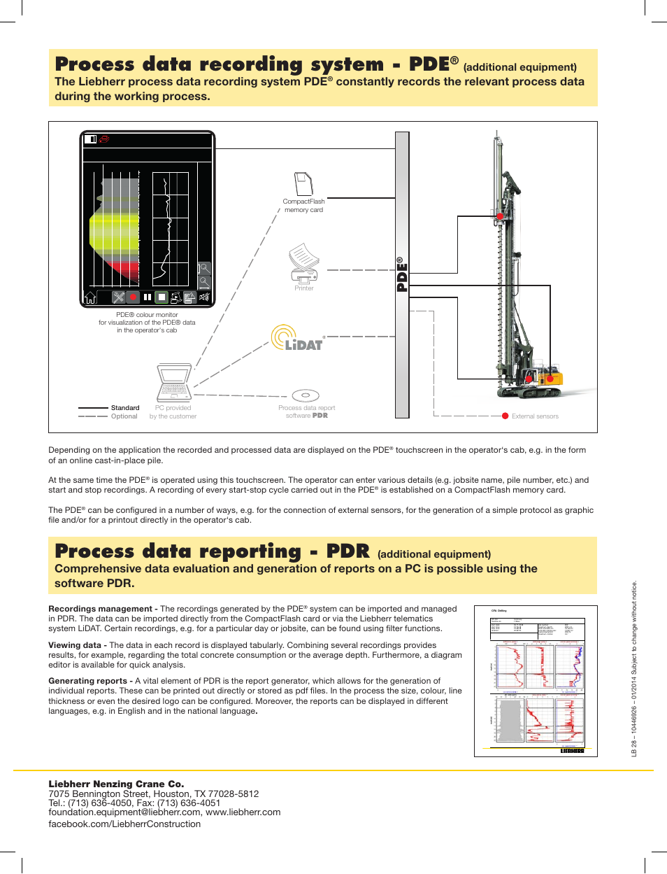 Process data recording system - pde, Process data reporting - pdr, The liebherr process data recording system pde | Additional equipment) | Liebherr LB 28 User Manual | Page 16 / 16