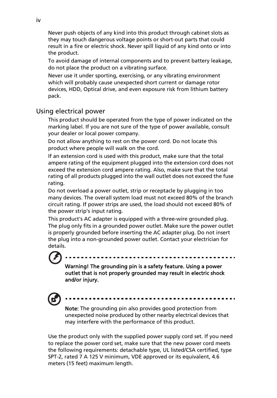 Acer 5050 User Manual | Page 4 / 108