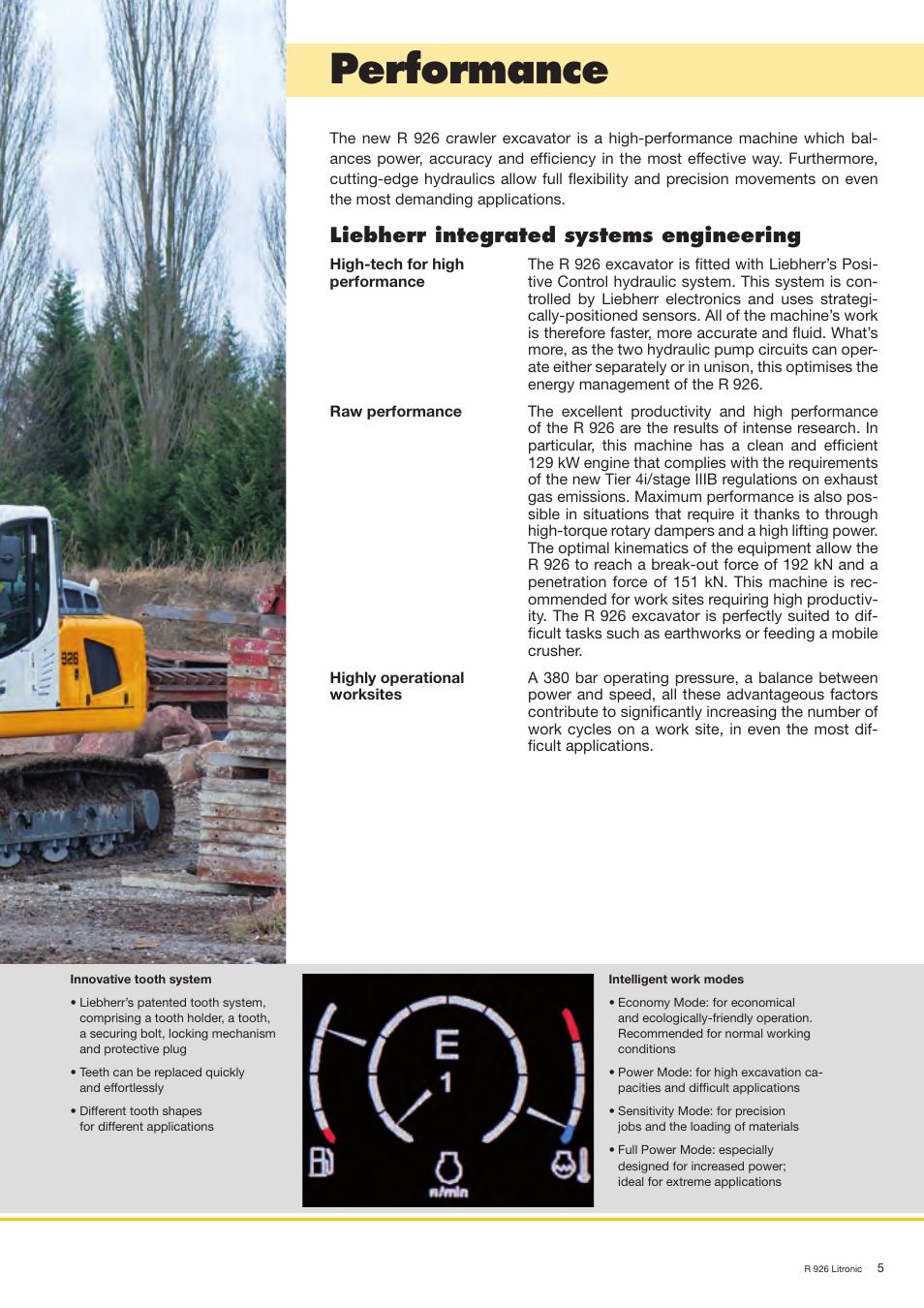 Performance, Liebherr integrated systems engineering | Liebherr R 926 User Manual | Page 5 / 28