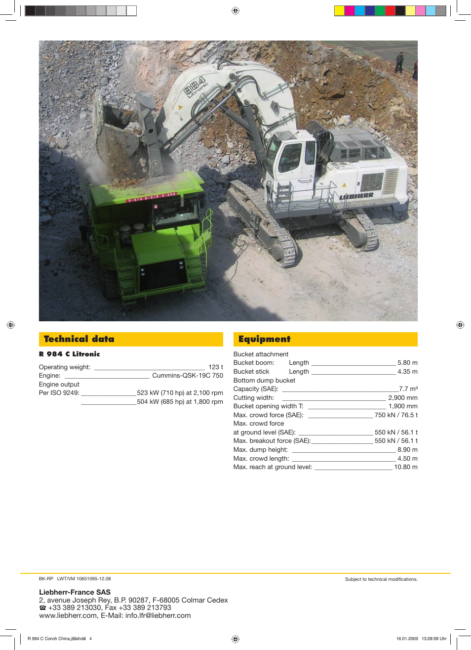 Technical data equipment | Liebherr R 984 C User Manual | Page 4 / 4