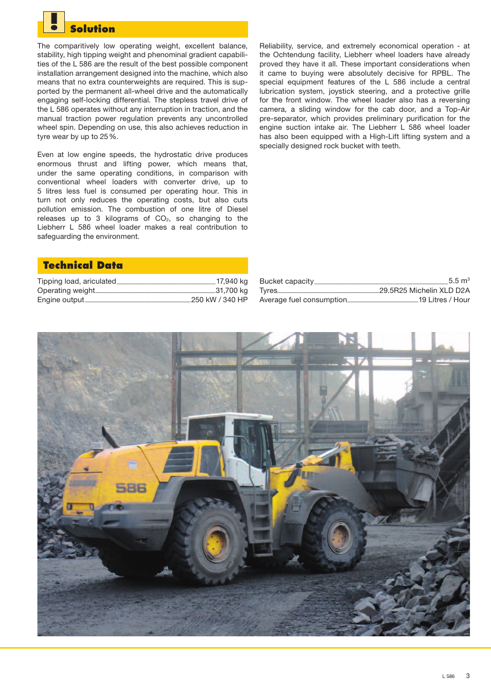Solution, Technical data | Liebherr L 586 User Manual | Page 3 / 4