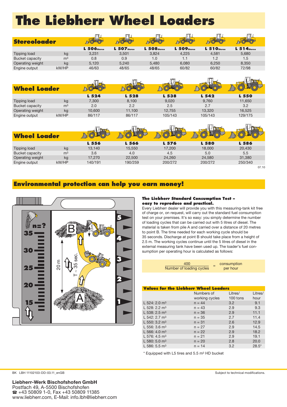 The liebherr wheel loaders, Environmental protection can help you earn money, Stereoloader | Wheel loader, 20 m t ~ 35 sec | Liebherr L 586 User Manual | Page 4 / 4
