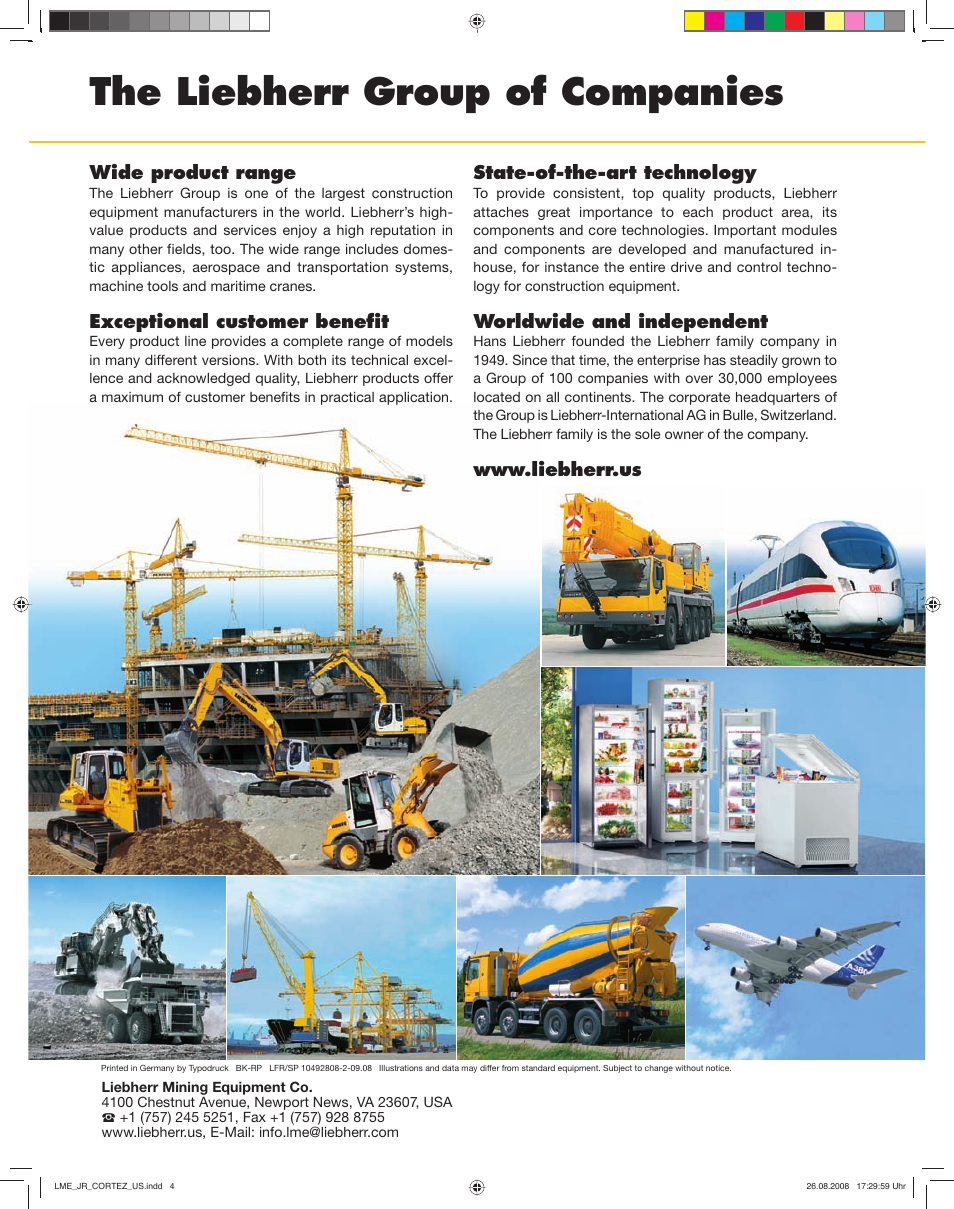 The liebherr group of companies | Liebherr T 282 C User Manual | Page 4 / 4