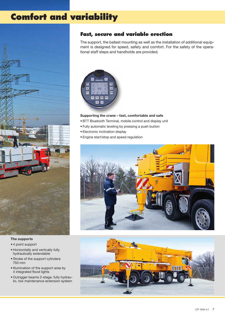 Comfort and variability, Fast, secure and variable erection | Liebherr LTF 1045-4.1 User Manual | Page 7 / 16