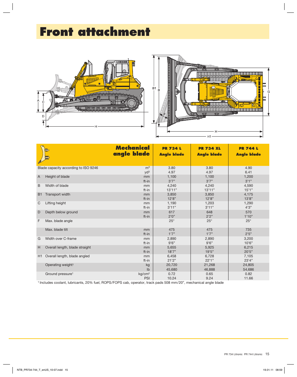 Front attachment, Mechanical, Angle blade | Liebherr PR 744 Litronic User Manual | Page 15 / 18