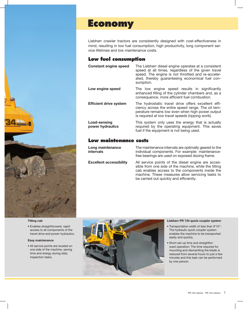 Economy, Low fuel consumption, Low maintenance costs | Liebherr PR 744 Litronic User Manual | Page 7 / 18