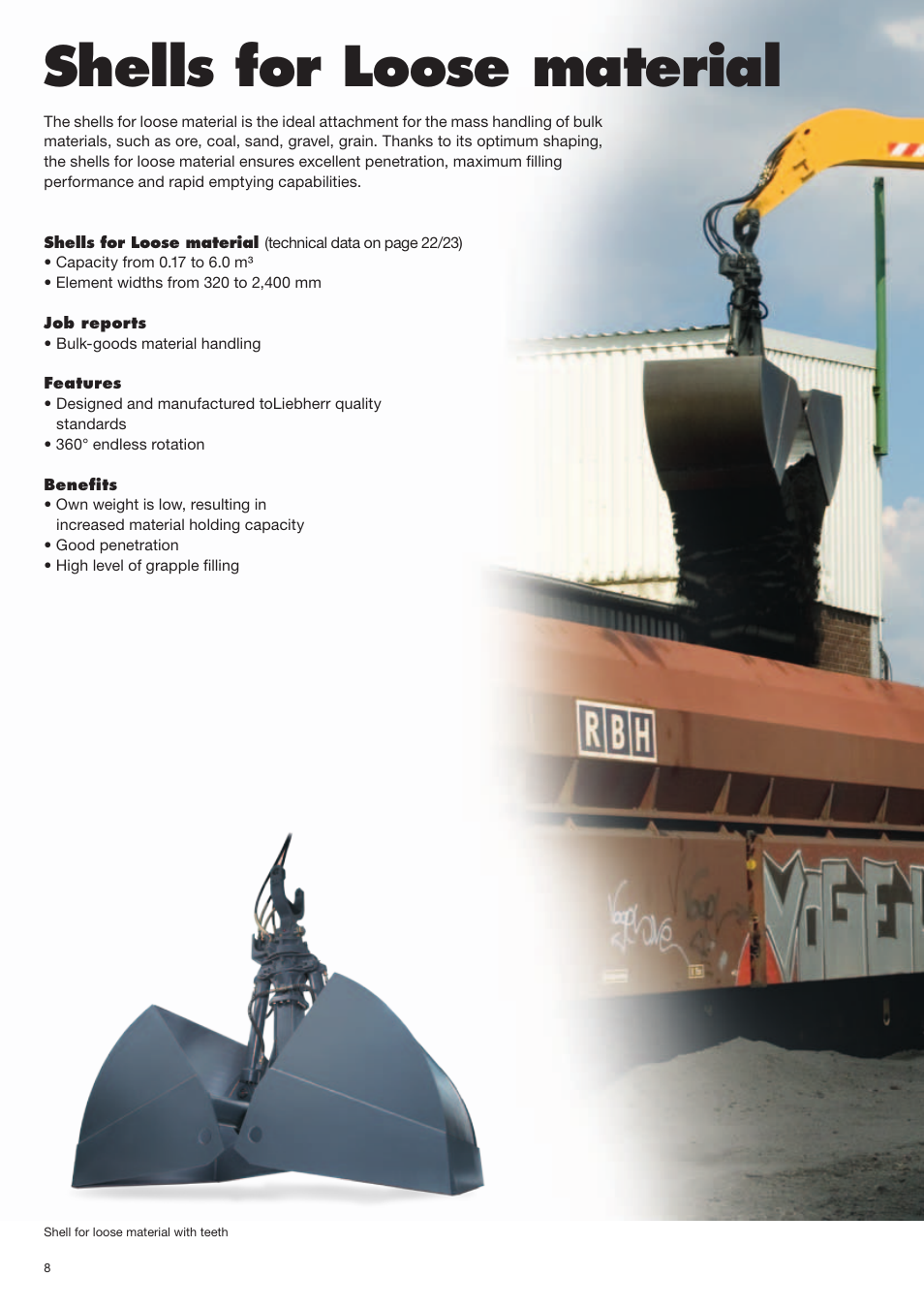 Shells for loose material | Liebherr LH 120 M High Rise Litronic User Manual | Page 8 / 26