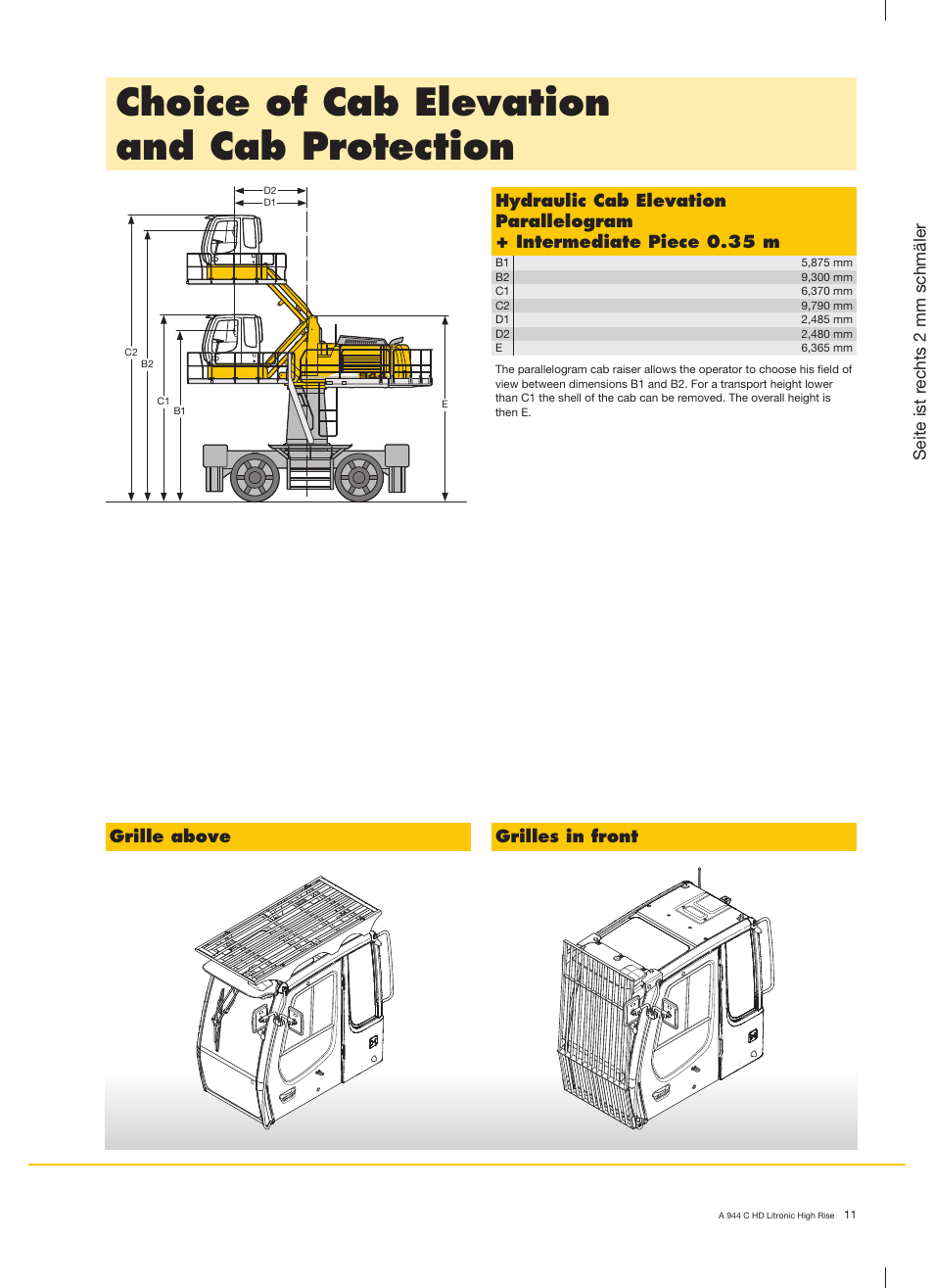 Choice of cab elevation and cab protection | Liebherr A 944 C HD Litronic High Rise Material Handler User Manual | Page 11 / 14