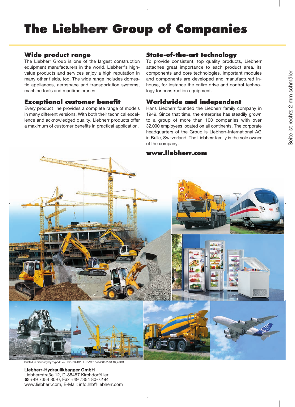 The liebherr group of companies | Liebherr A 944 C HD Litronic High Rise Material Handler User Manual | Page 14 / 14