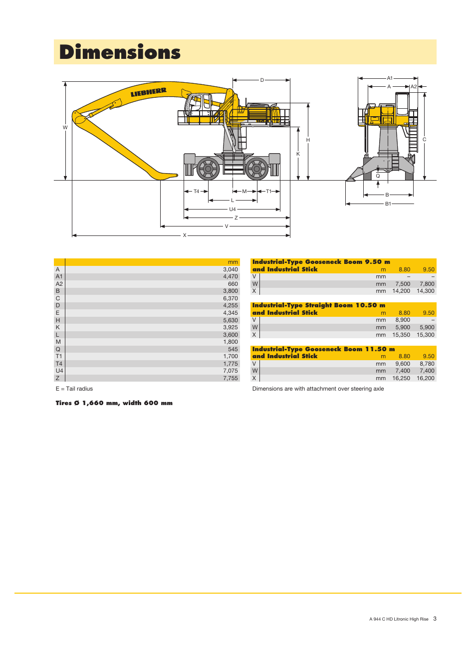Dimensions | Liebherr A 944 C HD Litronic High Rise Material Handler User Manual | Page 3 / 14