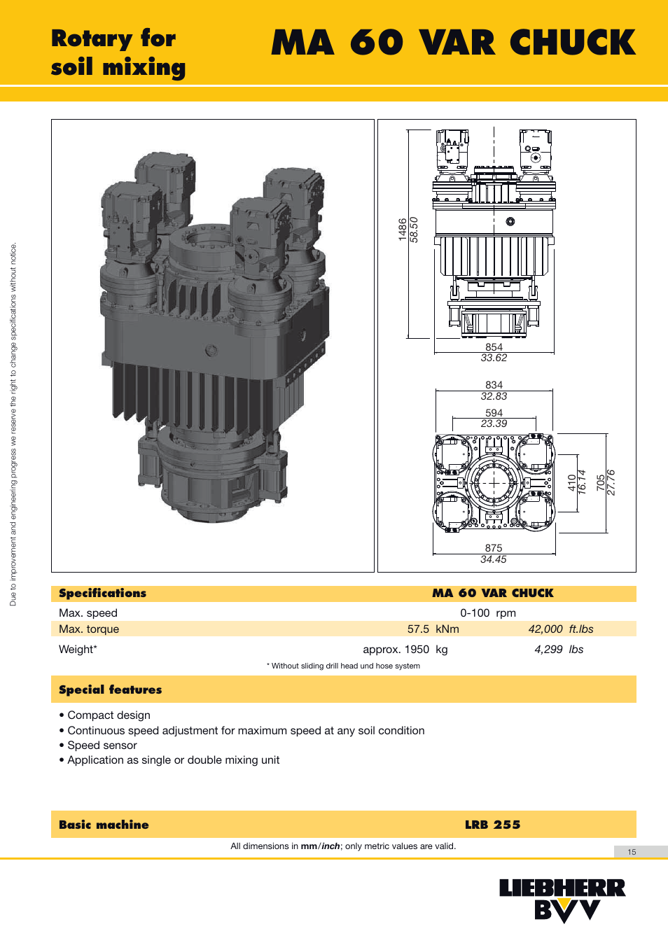 Ma 60 var chuck, Rotary for soil mixing | Liebherr LRB 255 User Manual | Page 15 / 16