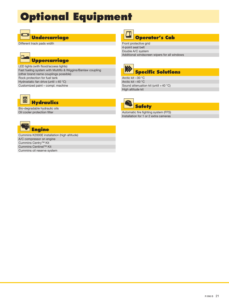 Optional equipment | Liebherr R 996 B User Manual | Page 21 / 22